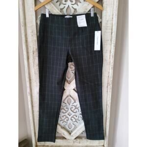 Calvin Klein Windowpane Plaid Pull On Dress Ankle Pants Slim Fit Stretch Size 8